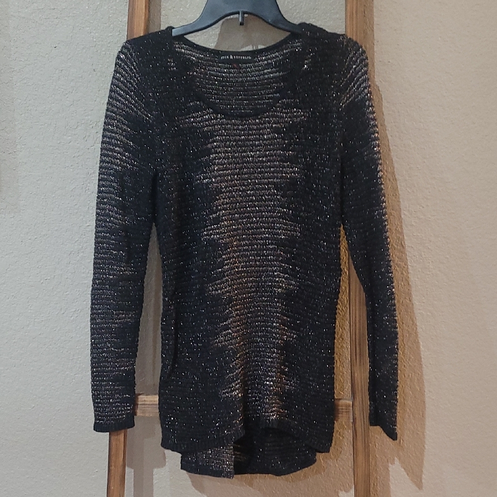 Black and gold thread shimmer tunic sweater